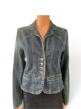 French Cuff Dark Blue Denim Tailored Jacket